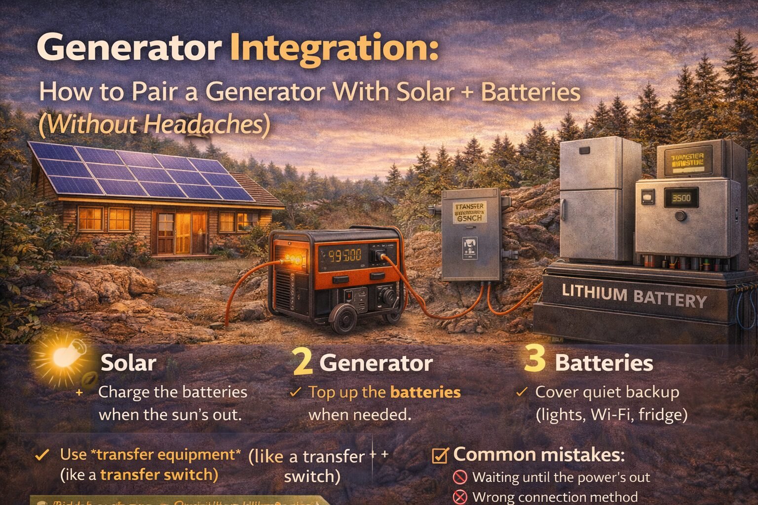 Generator Integration: How to Pair a Generator With Solar + Batteries (Without Headaches)